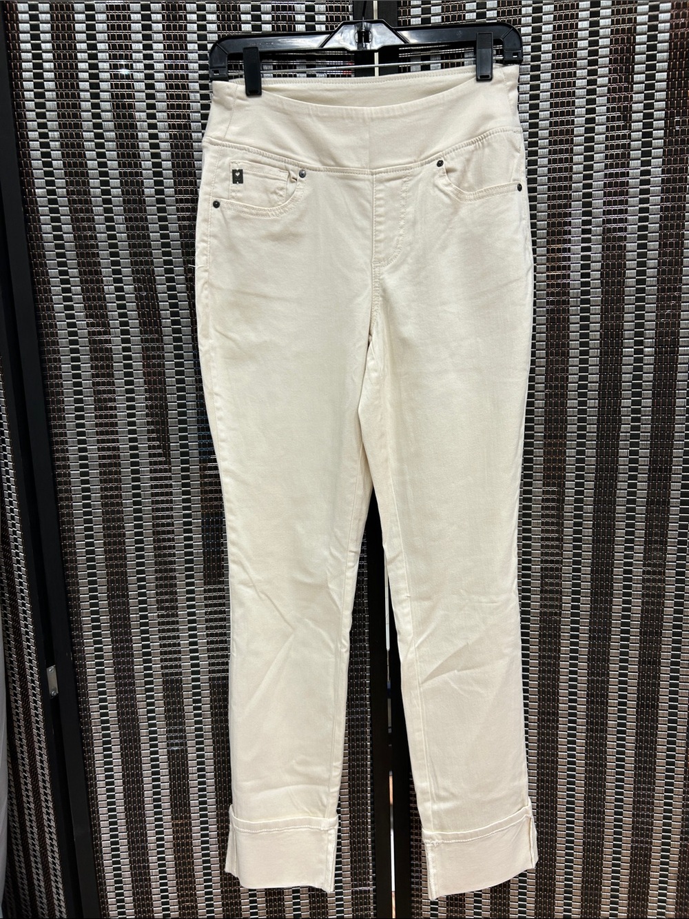 Belle by Kim Gravel Cream Stretch Ankle Jeans